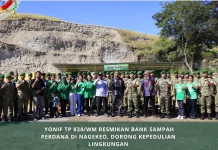 Peduli Lingkungan, Yonif TP 834/WM Resmikan Bank Sampah di Desa Tonggurambang