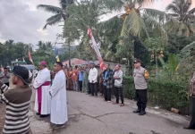 Polsek Paga Kawal Penjemputan Uskup Maumere Berjalan Aman Lancar