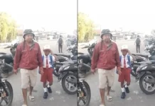 Hari Pertama Sekolah, Ayah di Ende Luangkan Waktu Antar Anak ke Sekolah