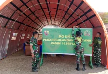 Posko Gempa Kodim 1624 Flotim Dibangun di Stadion Ile Mandiri