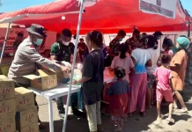Unit Logistik Posko Samador Salurkan Makanan Pengungsi Gempa