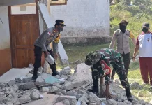 TNI-Polri dan Pemerintah Gotong Royong Pulihkan SDN Golo Lewe Pascagempa