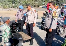 Patroli Pasar Boru, Polisi Ingatkan Warga Waspadai Gempa