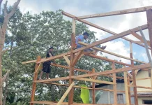 Warga Korban Gempa di Desa Tondong Belang, Manggarai Barat Bangun Rumah Darurat Man