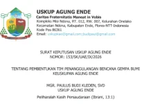 Keuskupan Agung Ende Bentuk Tim Penanggulangan Bencana Gempa Bumi