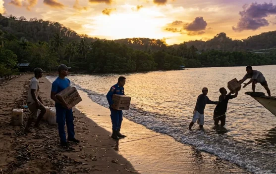 Kapolres Manggarai Barat Kirim Bantuan Logistik ke Warga Nggilat lewat Jalur Laut