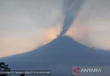 Mount Semeru Records Eight Eruptions