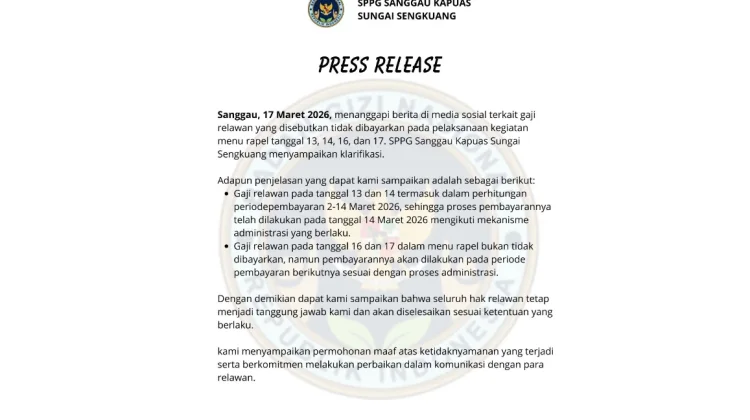 SPPG Sungai Sengkuang Tuding Ada yang Provokasi Relawan