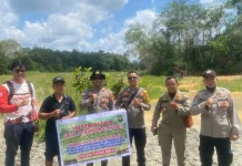 Polisi Pasang Larangan Menambang di Lokasi Eks PETI