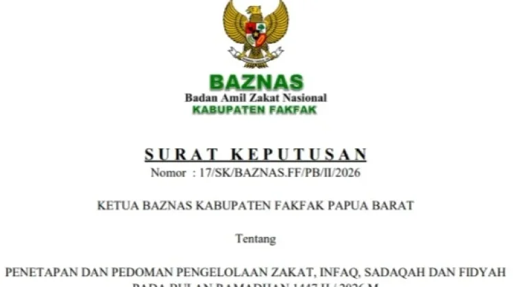 BAZNAS Fakfak Tetapkan Zakat Fitrah 1447 Hijriah/2026 Masehi