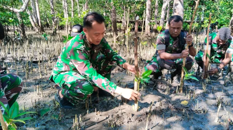 Peduli Lingkungan, Dandim 1803/Fakfak Bersama Persit Lakukan Penanaman Mangrove