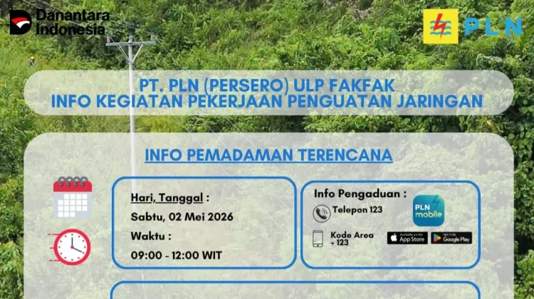 PLN Fakfak Lakukan Pemadaman Terencana untuk Perbaikan Jaringan