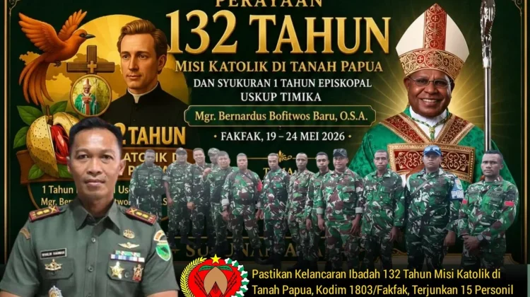 Kodim 1803/Fakfak Kerahkan 15 Personel Amankan Ibadah 132 Tahun Misi Katolik Papua