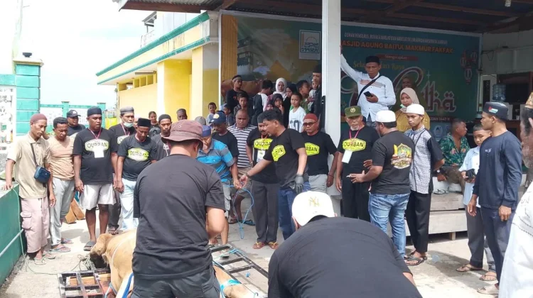 Masjid Agung Salurkan Daging Kurban untuk Ratusan Jemaah
