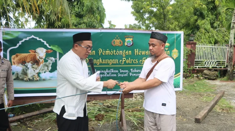Polres Fakfak Tebar Kepedulian Idul Adha, 12 Hewan Kurban Dibagikan untuk Warga