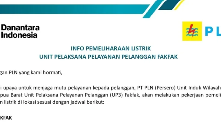 PLN Jadwalkan Pemeliharaan Kelistrikan di Fakfak, Ini Jadwalnya