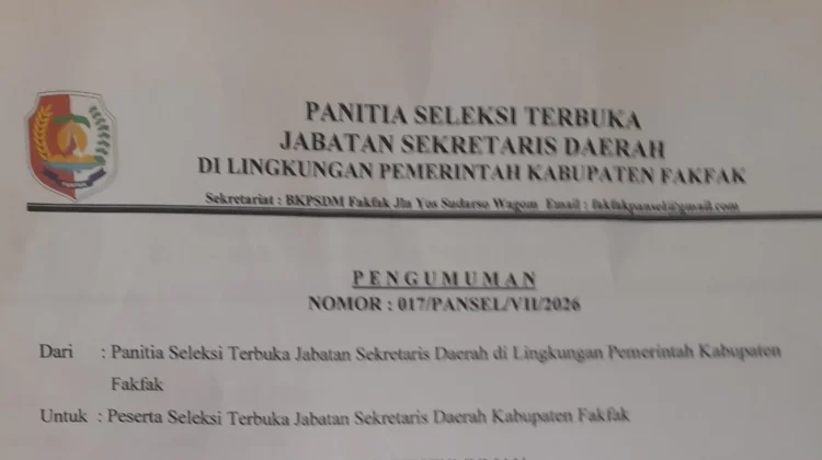 Seleksi Terbuka Sekda Fakfak Tuntas, Ini Tiga Kandidat Terbaik