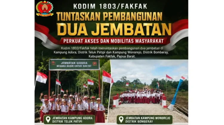 Kodim Fakfak Rampungkan Dua Jembatan Dukung Mobilitas Masyarakat