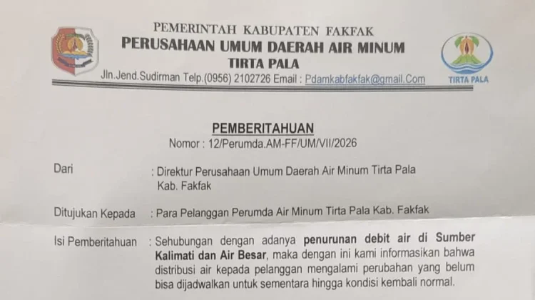 Debit Air Menurun, Perumda Tirta Pala Fakfak Buka Kran Umum