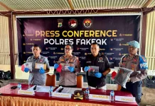 Prees Conference Polres Fakfak Gagalkan Penyelundupan Ganja