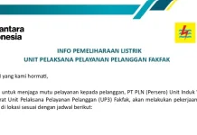 PLN UP3 Fakfak Jadwalkan Pemeliharaan Jaringan Listrik Mulai 17–20 Juni