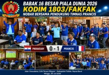 Kodim Fakfak Nobar Bersama Pendukung Prancis Rayakan Lolos Delapan Besar