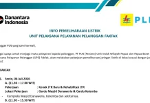 PLN-UP3 Fakfak Jadwalkan Pemeliharaan Jaringan Listrik Mulai 6-11 Juli 2026
