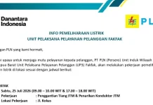 PLN Fakfak Lakukan Pemeliharaan Jaringan, Sejumlah Wilayah Alami Pemadaman