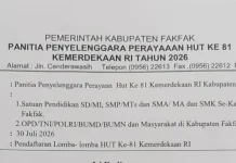 Panitia HUT RI ke-81 Kabupaten Fakfak Buka Pendaftaran Beragam Lomba