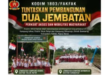 Kodim Fakfak Rampungkan Dua Jembatan Dukung Mobilitas Masyarakat