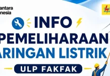 PLN Fakfak Jadwalkan Pemeliharaan Listrik, Sabtu 29 Agustus