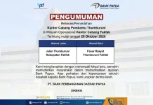 Mulai 26 Oktober, Bank Papua KCP Thumburuni Fakfak Beroperasi di Lokasi Baru