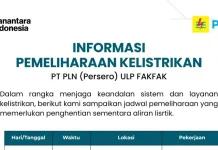 Pemeliharaan Jaringan, Listrik di Sejumlah Wilayah Fakfak Dipadamkan