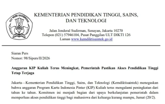 Pemerintah Pastikan Dana KIP Kuliah Tepat Sasaran