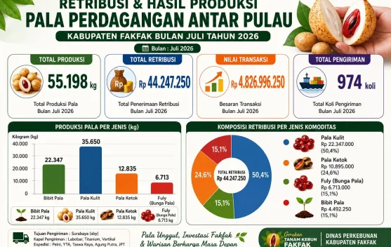 Retribusi Pala Tomandin Fakfak Terus Menunjukkan Tren Peningkatan