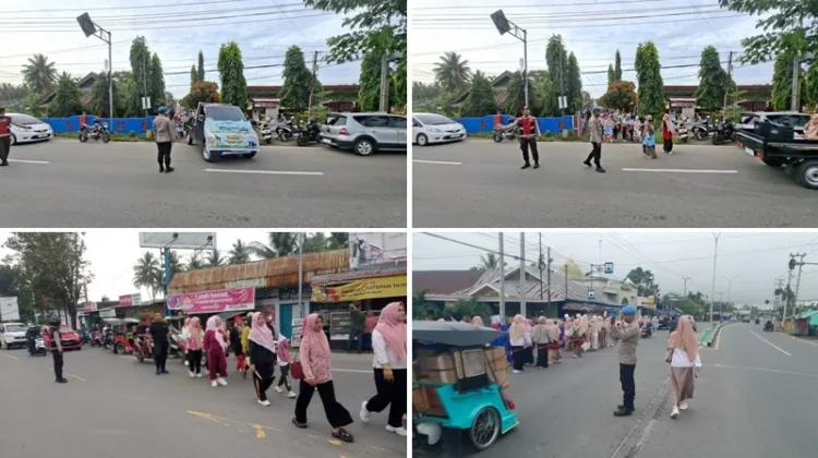 Polsek Tibawa Amankan Jalan Sehat Sambut Ramadhan