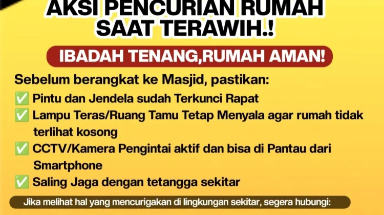 Sholat Tarawih Aman, Rumah Tetap Terjaga