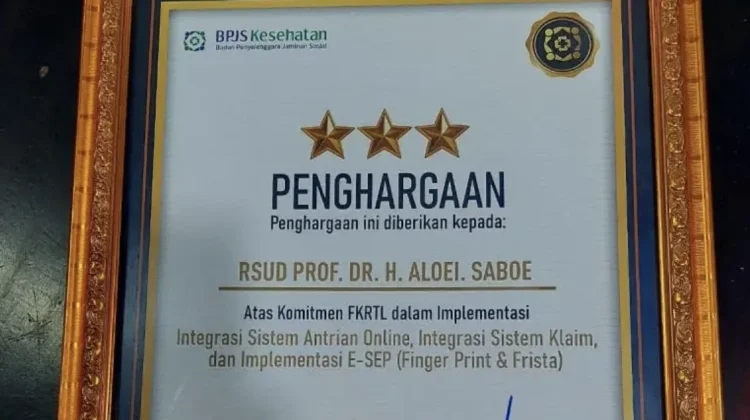 RSUD Aloei Saboe Raih Penghargaan BPJS atas Layanan Digital