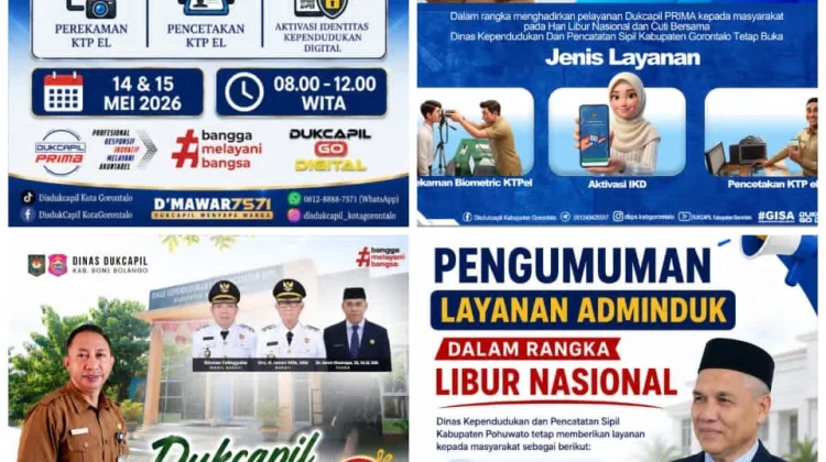 Dukcapil Gorontalo Tetap Layani Warga saat Libur Nasional