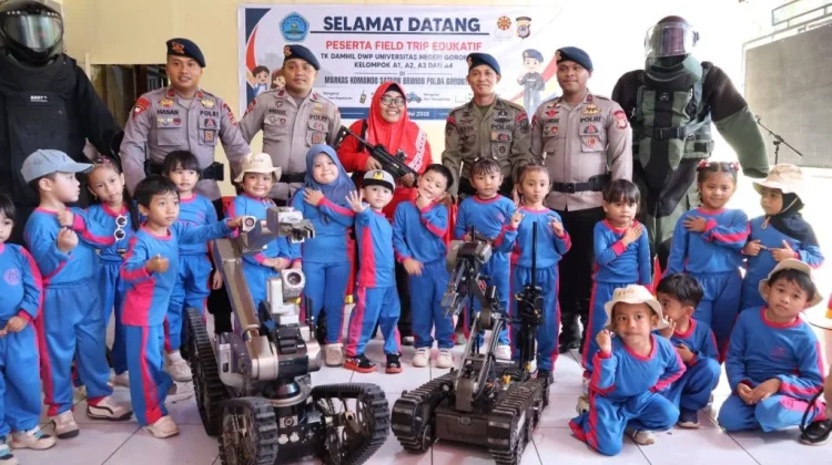 Satbrimob Gorontalo Terima Kunjungan Edukasi TK UNG