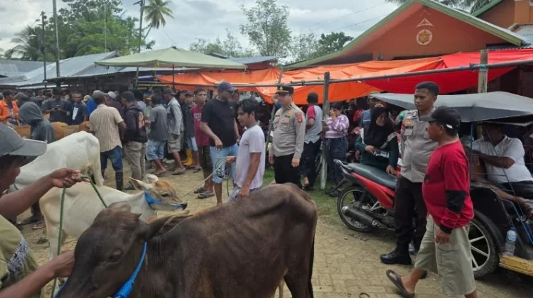 Polsek Bongomeme Perketat Pengamanan Pasar Hewan jelang Idul Adha