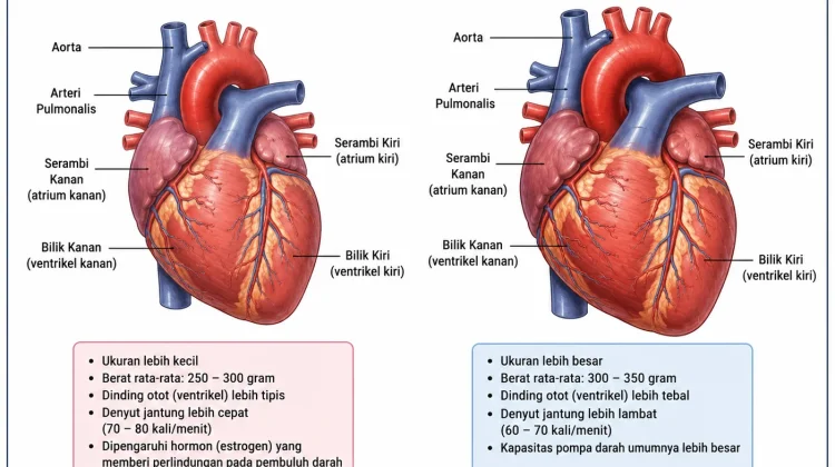 Perbedaan ukuran Jantung Pria dan Wanita.