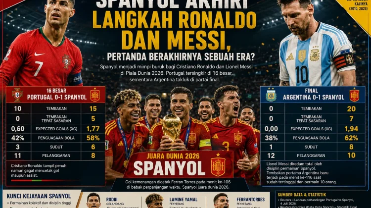 Spanyol Akhiri Langkah Ronaldo dan Messi, Pertanda Berakhirnya Sebuah Era?