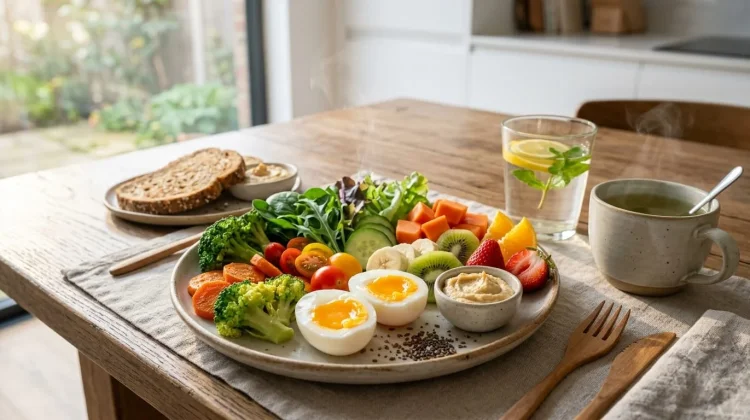 Rahasia Sarapan Sehat: Telur Rebus, Buah, dan Sayuran dalam Satu Piring