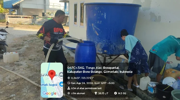 BPBD Gorontalo Salurkan 25 Ribu Liter Air Bersih di Tongo Bone Pantai