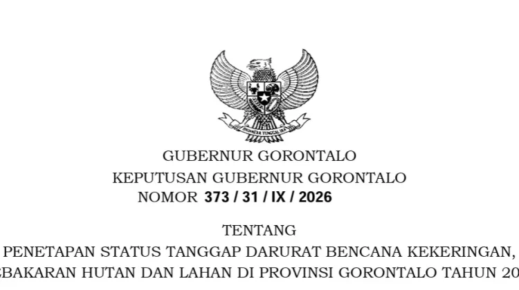 Pemprov Gorontalo Tetapkan Status Tanggap Darurat Bencana Kekeringan