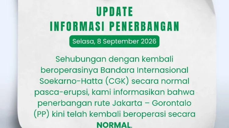 Penerbangan Jakarta-Gorontalo Kembali Normal Pasca Erupsi Krakatau