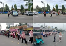 Polsek Tibawa Amankan Jalan Sehat Sambut Ramadhan
