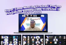 Diskumperindag Provinsi Gorontalo Rapat Virtual Evakuasi Progres PBJ