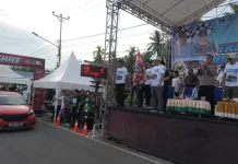Personel Gabungan Polsek Tilamuta Polres Boalemo Jaga Ajang Drag Race